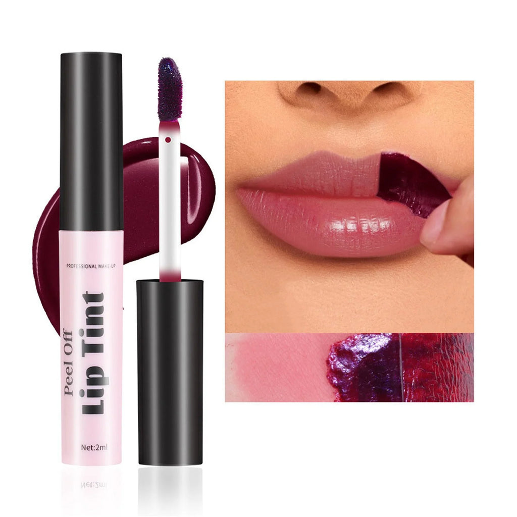 Peel off Lip Stain Lip Tint Liquid Lipstick Lip Gloss Long Lasting Lip Tint Stain Non Stick Cup Peel off Lipstick Lip Makeup for Women Girls